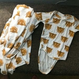 Kate Quinn Bamboo Tiger 0-3m bodysuit and swaddle